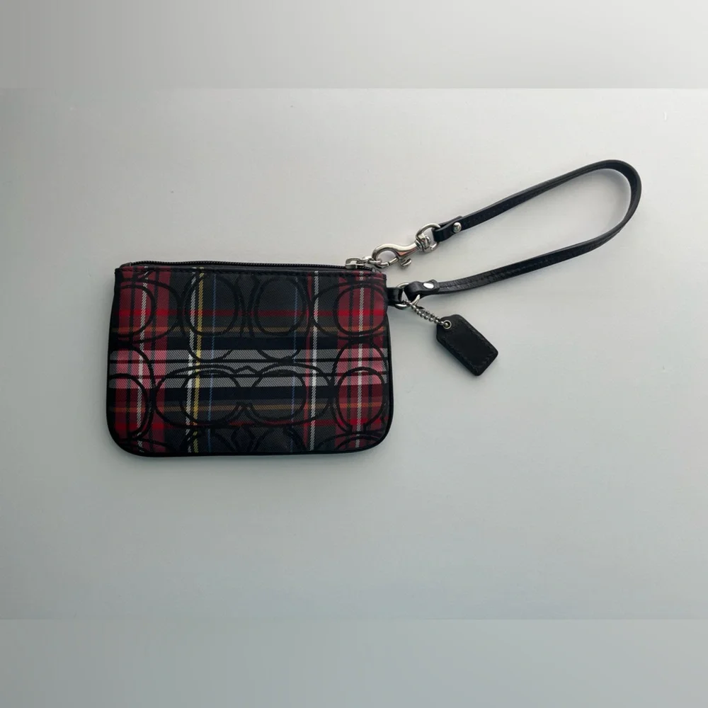 Coach Poppy Signature Tartan Plaid Wristlet